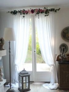 cantonnière rideaux guirlandine shabby roses et pivoines