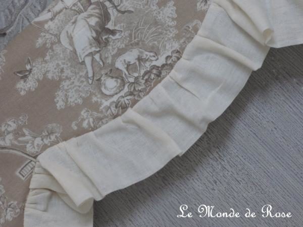 Cantonnière volantée Toile de Jouy Beige