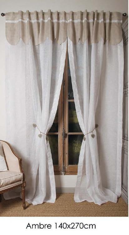 Rideau lin blanc et beige Modèle AMBRE - Le Monde de Rose Rideau lin blanc et beige Modèle AMBRE - Le Monde de Rose