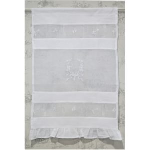 Brise-bise avec broderie - blanc, coulisse passe-tringle