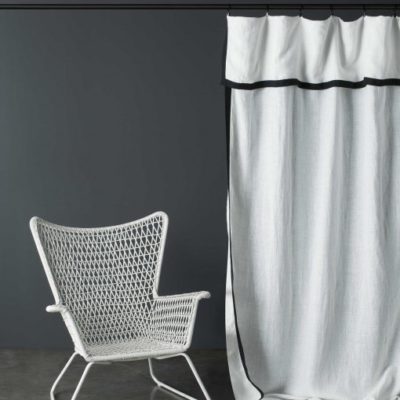 2 Rideaux En Lin Restoration Hardware - Blanc Opaque - 120x50 Pouces - Décolorés