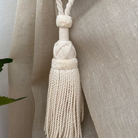 Embrasse Pour Rideau En Bois Et Passementerie - Couleur écru/marron - Occasion Parfaite