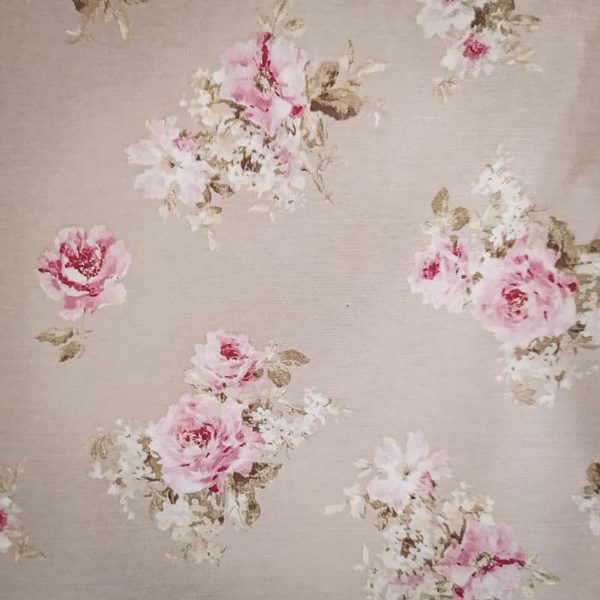 Tissu shabby détail motif roses petites fleurs fond beige/lin largeur 280 cmTissus shabby détails motif roses grandes fleurs fond beige/lin largeur 280 cm