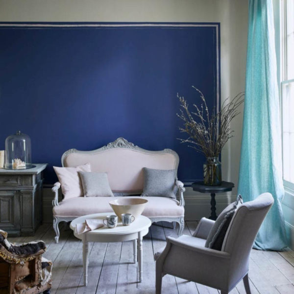 peinture murale Annie Sloan ambiance Napoleonic Blue