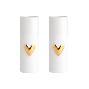 2 petits vases coeur doré