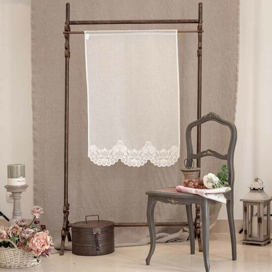 Lot de 2 rideaux brise-bise en lin - Semi-transparent