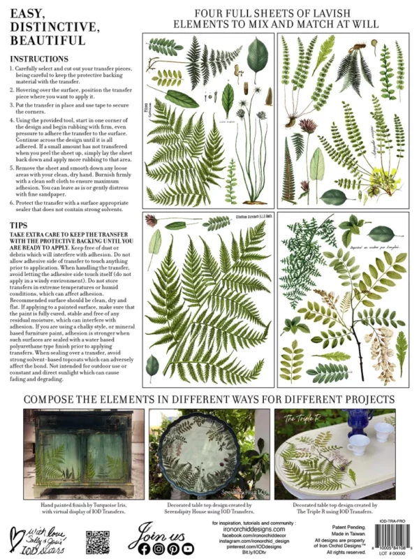 transfert iod fronds botanical back